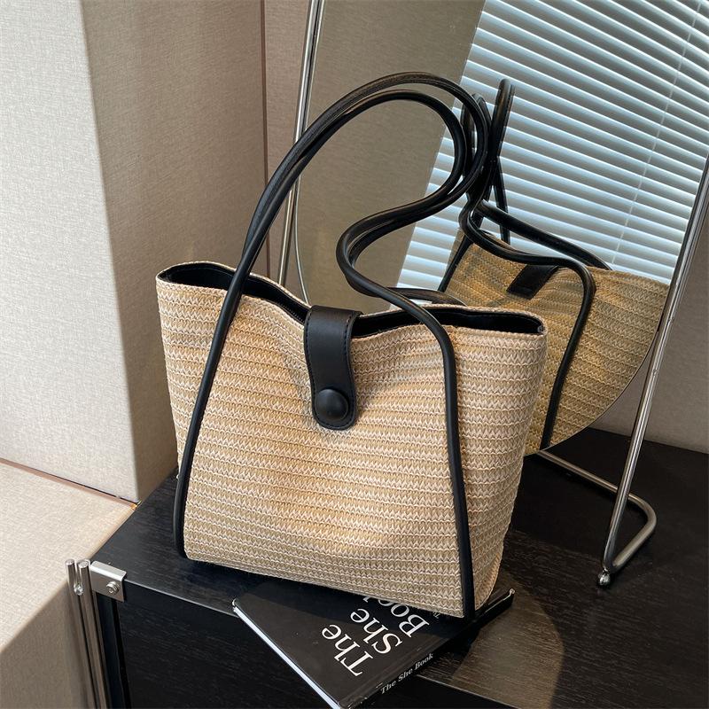 Gewebte Strohtasche Damen große Kapazität 2025 neu vielseitig Strand Schultertasche Strandurlaub Pendler Tragetasche