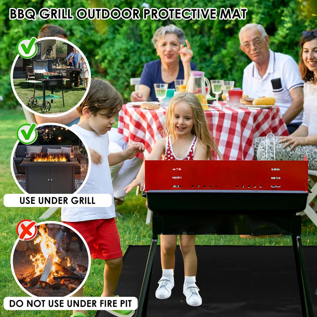 BBQ Mat Non-stick Grill Mat Heat Resistant Fireproof Grill Mat Outdoor Baking Kitchen Barbecue Tool Cooking Reusable Grill Pads