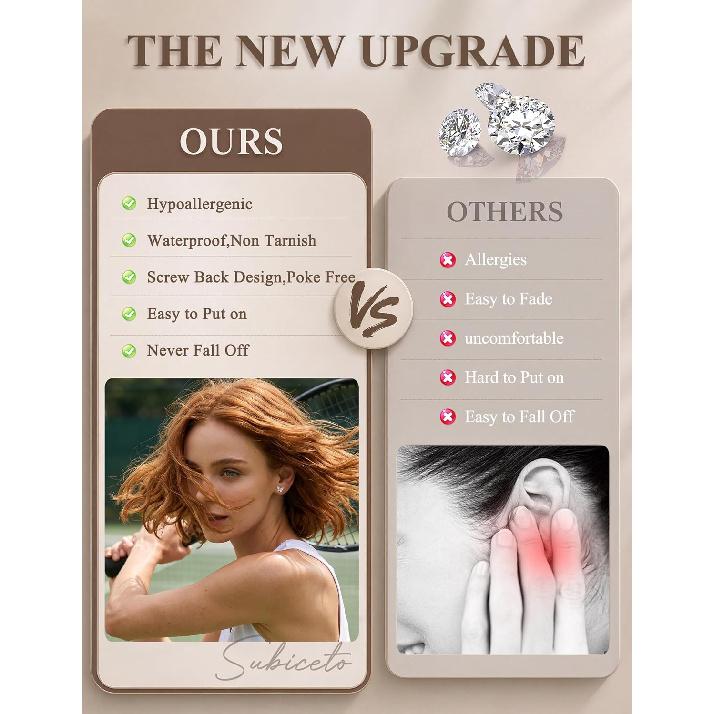 14 Pair Hypoallergenic Stud Earrings for Women Surgical Stainless Steel Screw Back Earrings for Sensitive Ears Cute Pearl Bow Heart Butterfly Studs