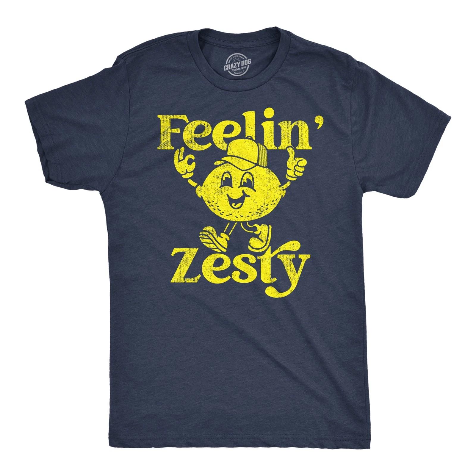 Mens Feelin Zesty Funny T Shirt Sarcastic Lemon Graphic Novelty Tee for Men XS