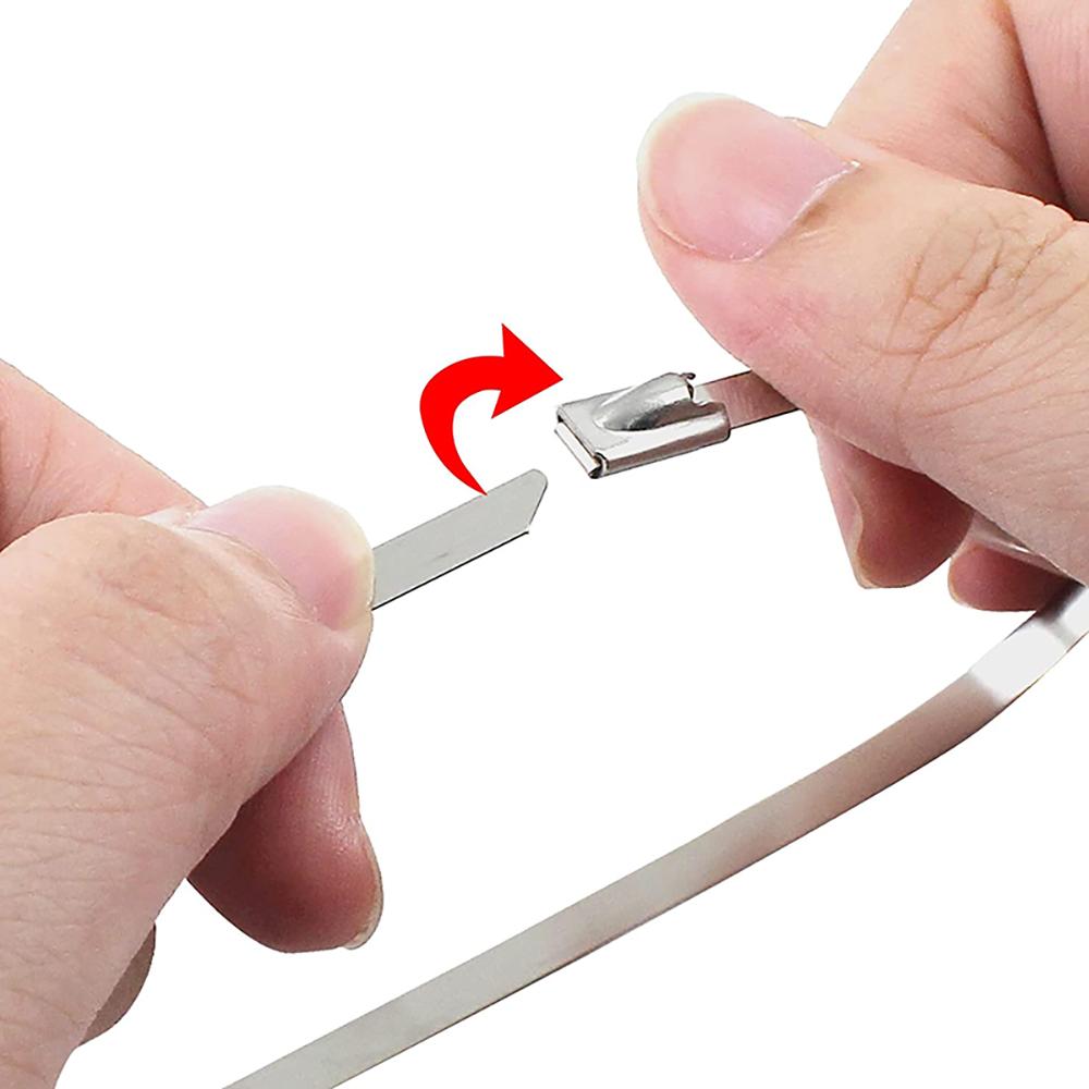 60/20Pcs Metal Cable Ties Stainless Steel Self-sealing Fastening Ring Reusable Wire Cord Ties Straps Organizer Home Improvement