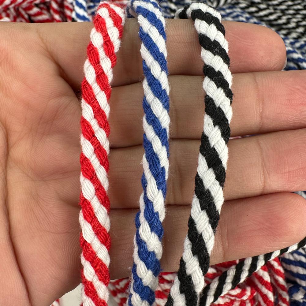 Cotton rope Yarn 100M 5mm Colorful eight Strand Cotton Rope DIY Colorful two-color cotton rope 0.5cm width