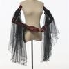 Luvas Longas de Tule Vitorianas Femininas Góticas Preto/Branco Chiffon Mangas Removíveis Vampiros Bruxa Fantasia Cosplay Presentes