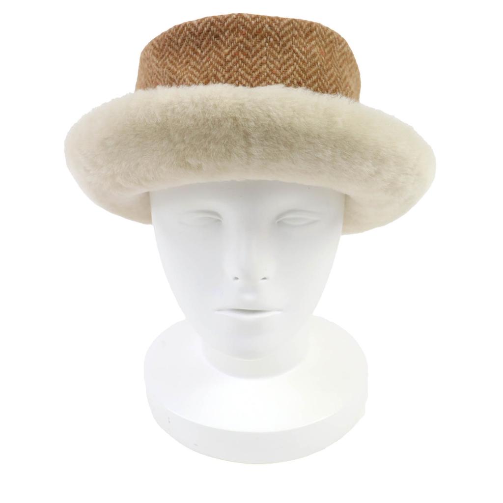 Excellent HERMES Hat Brown Wool Women 57 Used