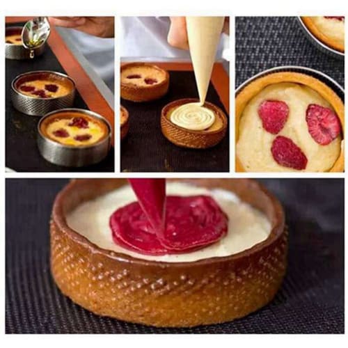 Dovhmoh 5-Piece Round Tart Rings with Holes, Stainless Steel, for Fruit Pie, Quiche, Cake, Mousse, and Kitchen Baking, 7cm