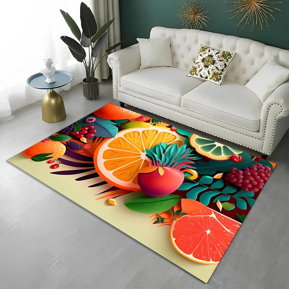 3D Cute Fruit Cartoon HD Carpet Rug for Home Living Room Bedroom Sofa Kitchen Doormat Decor,Child Area Rug Non-slip Floor Mat