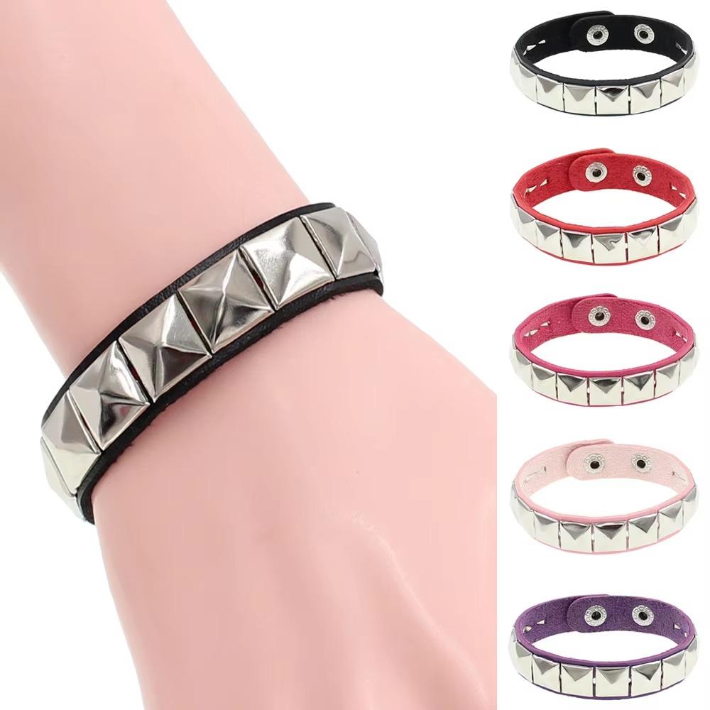 Bangle Spiked Studded Bracelet PU Leather Bangle Unique Rivet Bracelet Men Women