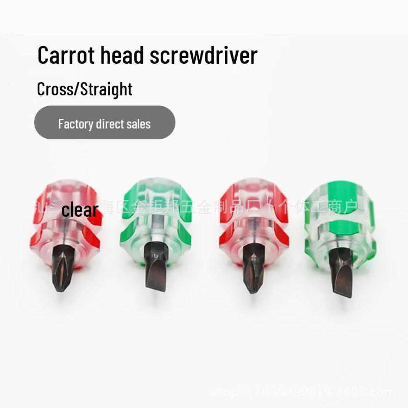 2  Compact Radish Head Crystal Magnetic Screwdriver Set: Phillips, Flathead, Plum Blossom, Crystal Stripes. Green Flathead