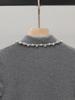 Nanyou Women's Autumn New Fragrant Style Beaded Turn-Down Collar Slim-Fit Knitted Sweater