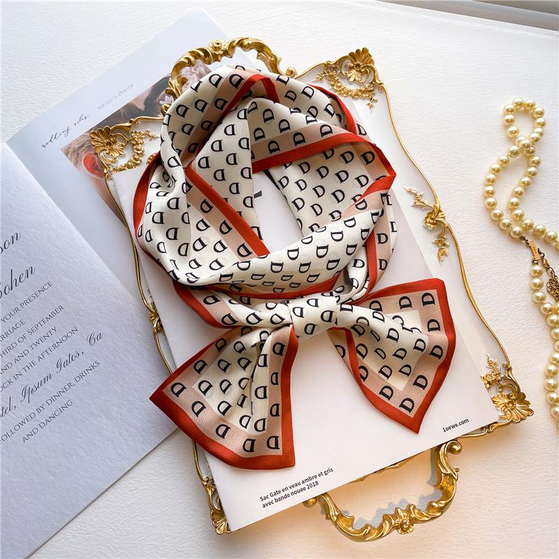 Women Luxury Design Print Silk Ribbon Female Foulard Floral Headband Neck Tie Bag Suit Scarf Hair Band Kerchief Neckerchief