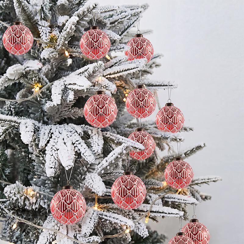 Retro 8cm Christmas Ball Set: 12 Decorative Ornaments for Festive Scenes and Tree Decoration
