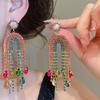 Elegant Rhinestone Teardrop U-Shaped Tassel Earrings for Women - Exquisite, High-End, Fashionable Statement Jewelry