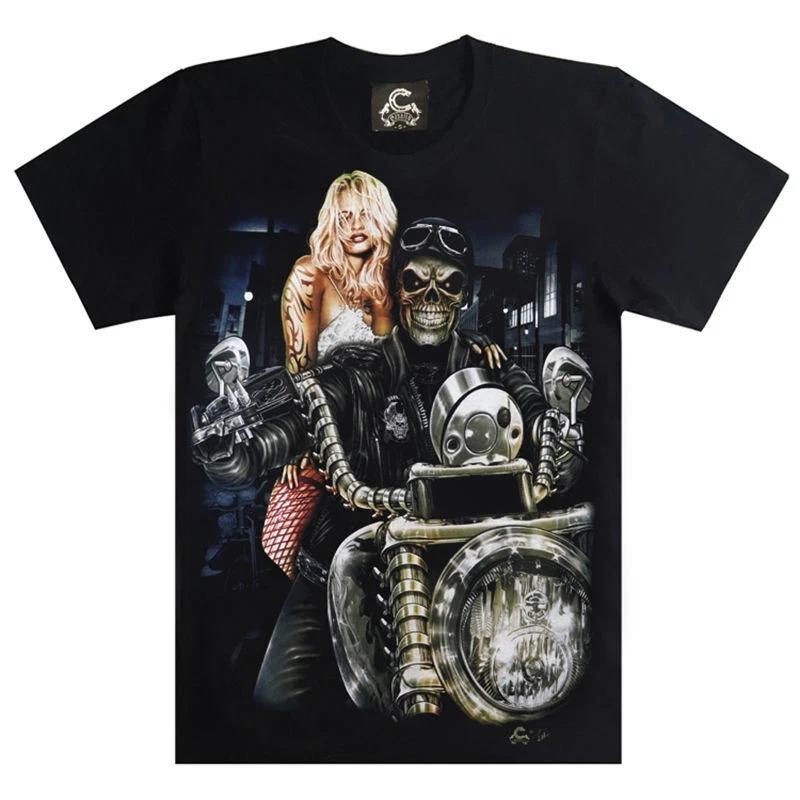 

Skull skull motorcycle sexy women short sleeve T-shirt shirt polyester 3XL