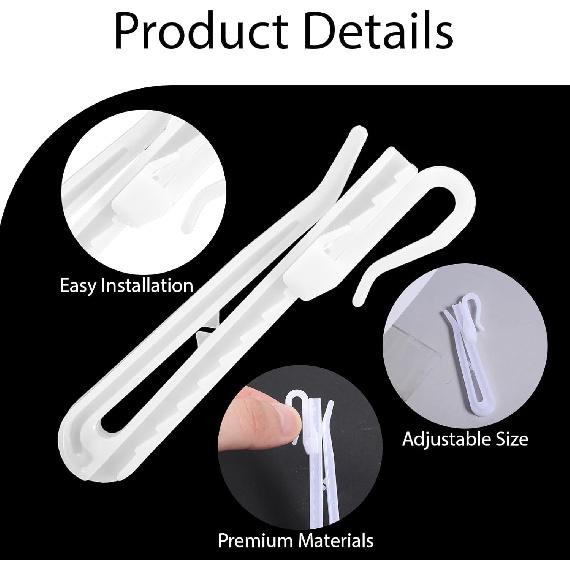 50 PCS Plastic Curtain Hooks Adjustable Pinch Pleat Ratchet System Pinch Pleat Curtain Hooks for Window Door Shower Curtain(75mm/2.95inch)
