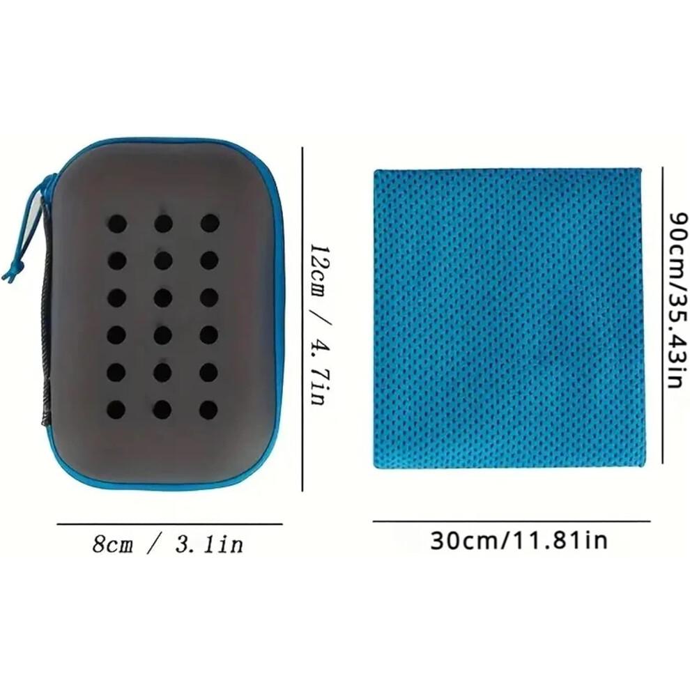 Cooling Sport Towel with Mini Silicone Gel Case Quick Dry Polyester for Gym Running Outdoor (Orange)