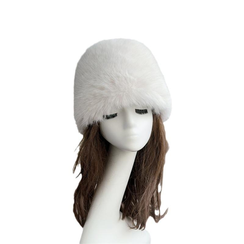 Warm Plush Fisherman Caps Solid Color Faux Fox Fur Basin Hat Autumn Imitation Fur Bucket Cap
