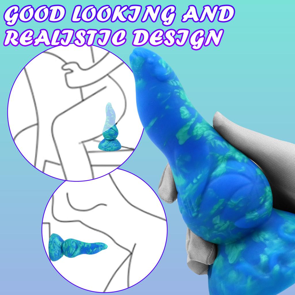 Liquid Silicone Alien Dildo - Realistic Marbled Penis Toy with Anal Plug, Stretching Fantasy Toy for Women & Men, BDSM Adult Sex Toy