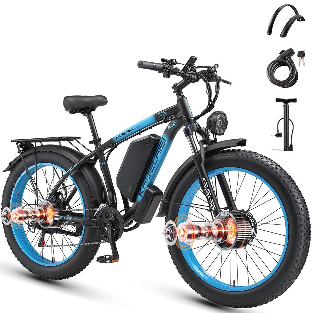 Elektrofahrrad Kaijielaisi V3 26" 1000Wx2 Motor Doppelscheibenbremsen 48V 23AH Erwachsenes Elektro-Mountainbike 21 Gänge Maximale Last 150kg