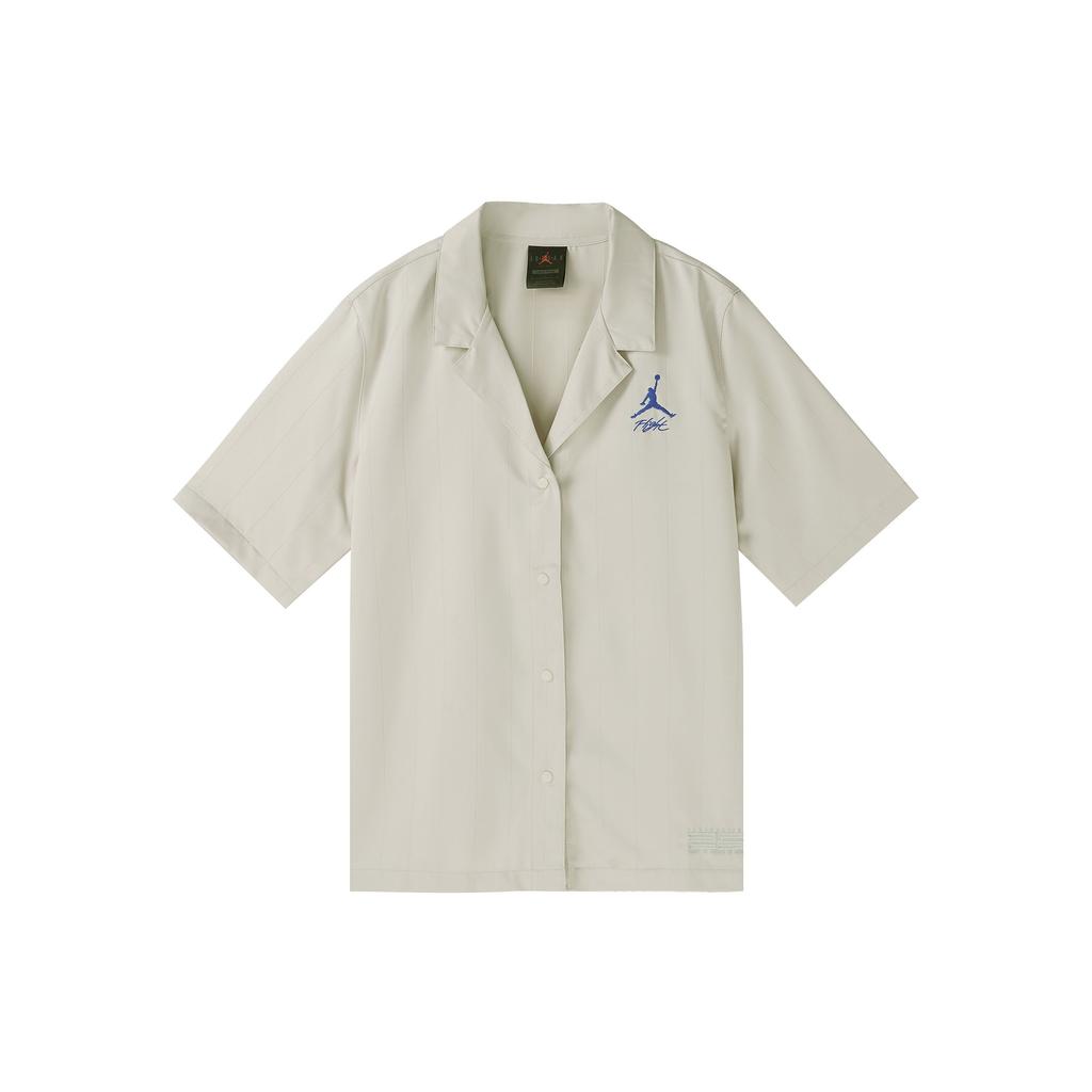 Jordan Solid Logo Print American Vintage Pattern Polo Button Short Sleeve T-Shirt Women Tops White DX6302-104