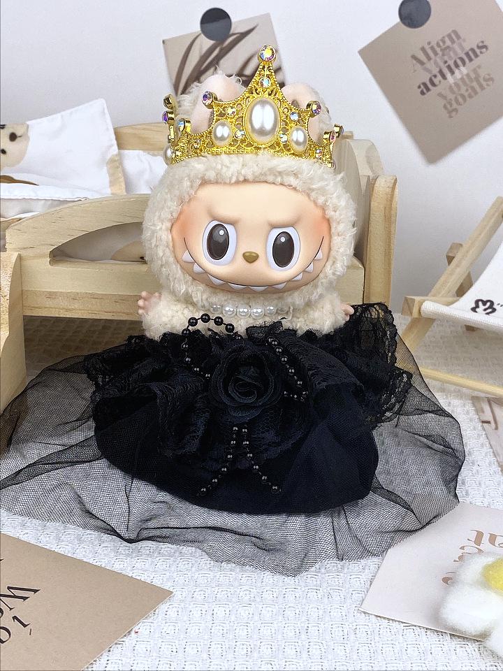 17cm Labubu Doll Formal Wedding Wear: Silicone Couple Suit & Dress - Princess Series