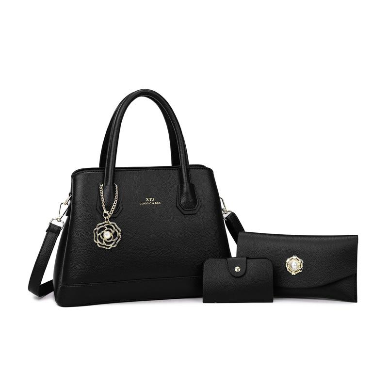 

Women S Bag Trend Versatile Three-Piece Fashion Portable Tote Bag Set Bag чорний