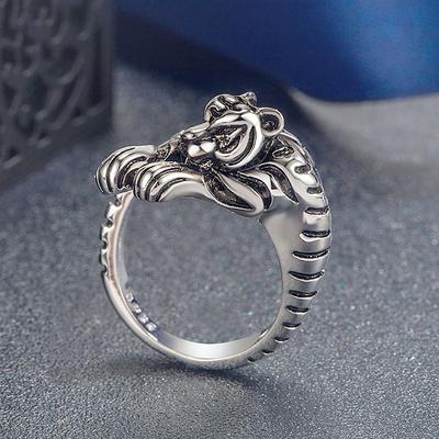 Pierścień z regulowanym rozmiarem Fierce Tiger dla mężczyzn i kobiet, biżuteria w stylu vintage ze zwierzętami, prezent