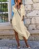 2026 Women's Button-Up Cotton & Linen Long Shirt Dress - Solid Color, Split, Loose, Breathable, Casual Style