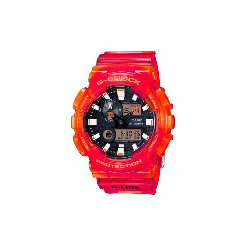 

Casio G-Shock Tidal Moon Phase Shockproof Anti-magnetic Waterproof Sports Jelly Translucent Gradient Red Quartz Movement Resin Strap GAX-100MSA-4A красный