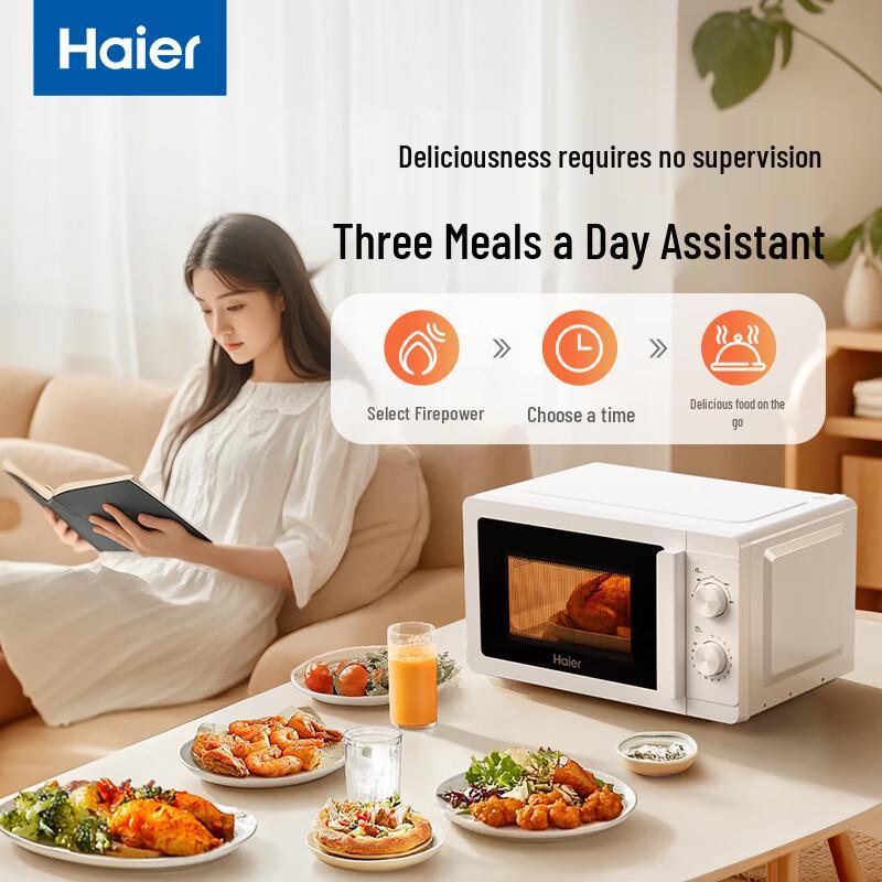 HAIER 20L ixcham mikroto'lqinli pech, aylanadigan stolcha va tugmali boshqaruv