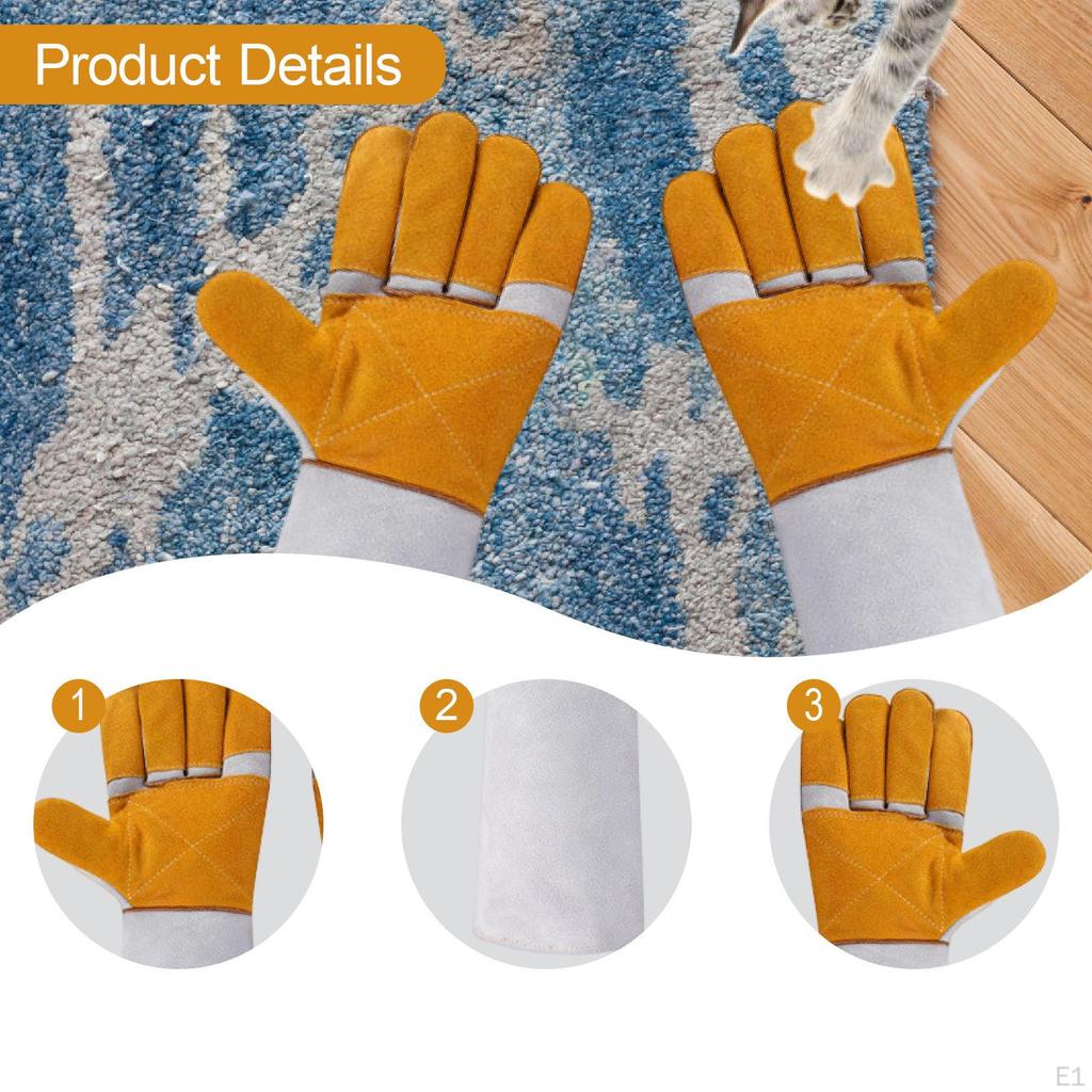 Animal Handling Gloves Anti Scratch PU Leather Breathable Pet for Cats Dogs Biteproof