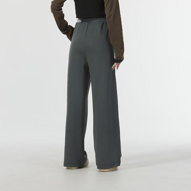 Puma Letter Embroidery Loose Wide Leg Running Training Fitness Knitted Sports Pants Women Pants Dark-Gray 626045-80