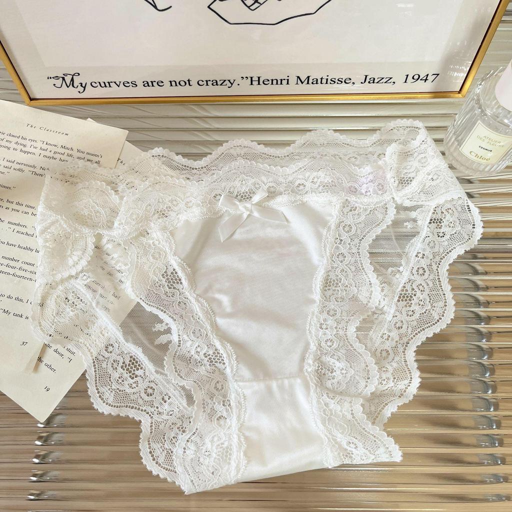 Vårhjärta Vågor Franska Satängspets Trosor - Sexiga, Andningsbara Bomull, Flickaktig Stil