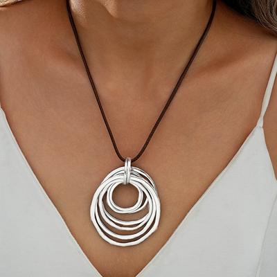 Ethnic Creative Big Spiral Conch Pendant Necklace Women Goth Adjustable Leather Wax Thread Chain Holiday Y2K Jewelry Accessories