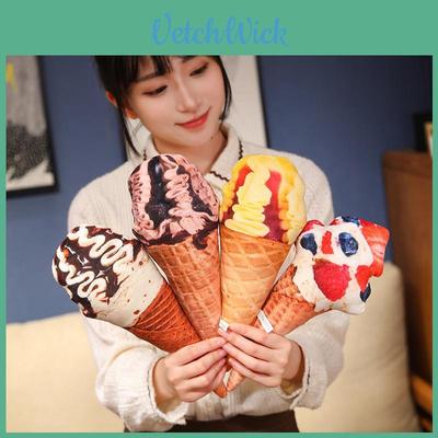 Cute Ice Cream Cone Plush Toy Pillow Strawberry Cream Chocolate Vanilla 20cm Stuffed Doll