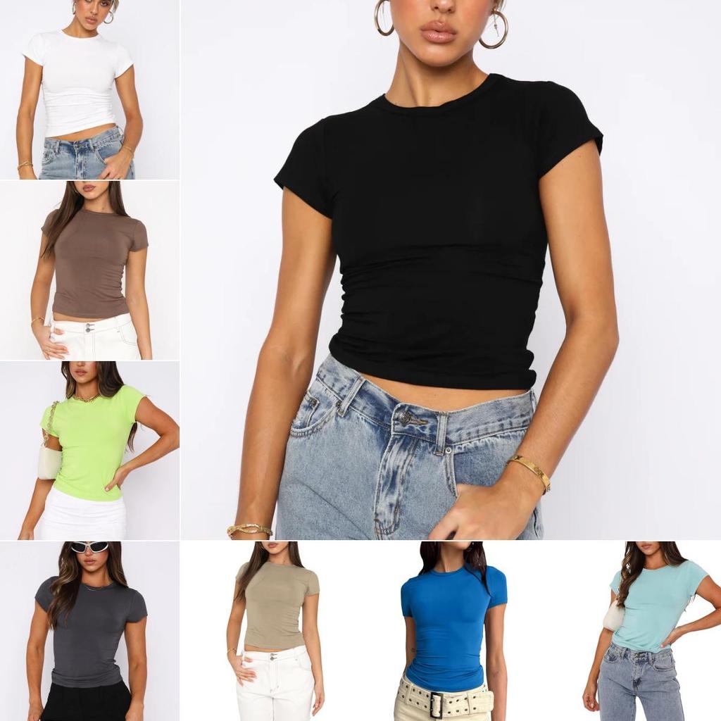 Y2k Clothes Crop Tops Summer 2024 Vintage Harajuku T-shirts Solid Color Aesthetic Clothing Women Tube Tops