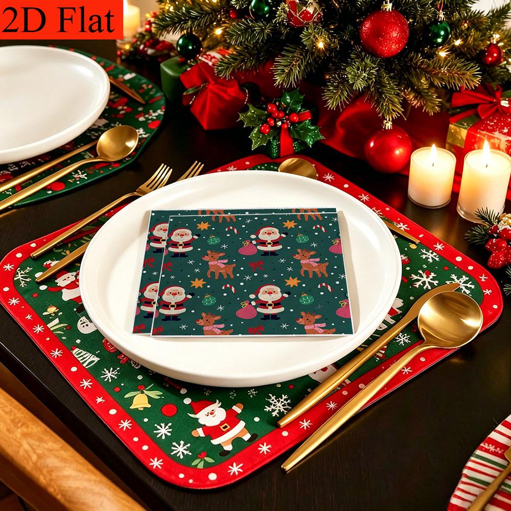 20pcs Disposable Napkins with Christmas Elements Pattern Print for Wedding,Parties,and Daily Use for Thanksgiving Fall Christmas Table Decoration