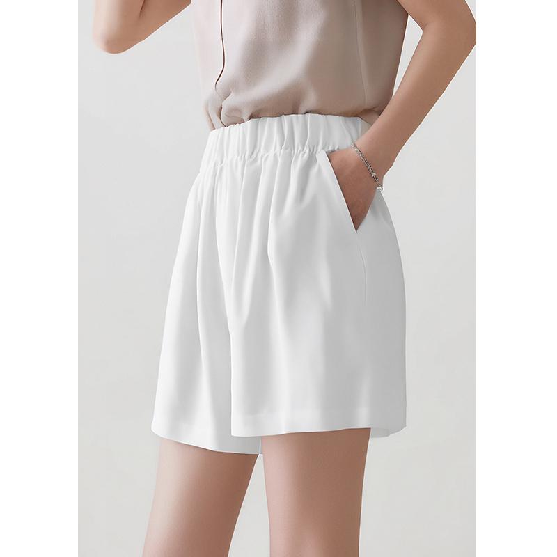 

Linen Wide-Leg A-Line Shorts: Summer Casual Old Money Style Large льняной/белый