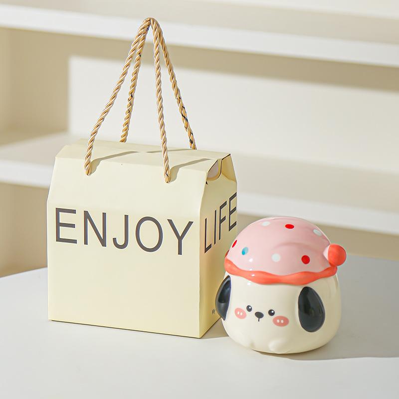 Cartoon Puppy Cute Mug with Lid Office Drinking Water Cup Couple Girl Water Cup Souvenir Gift Cup Coffee Cup
