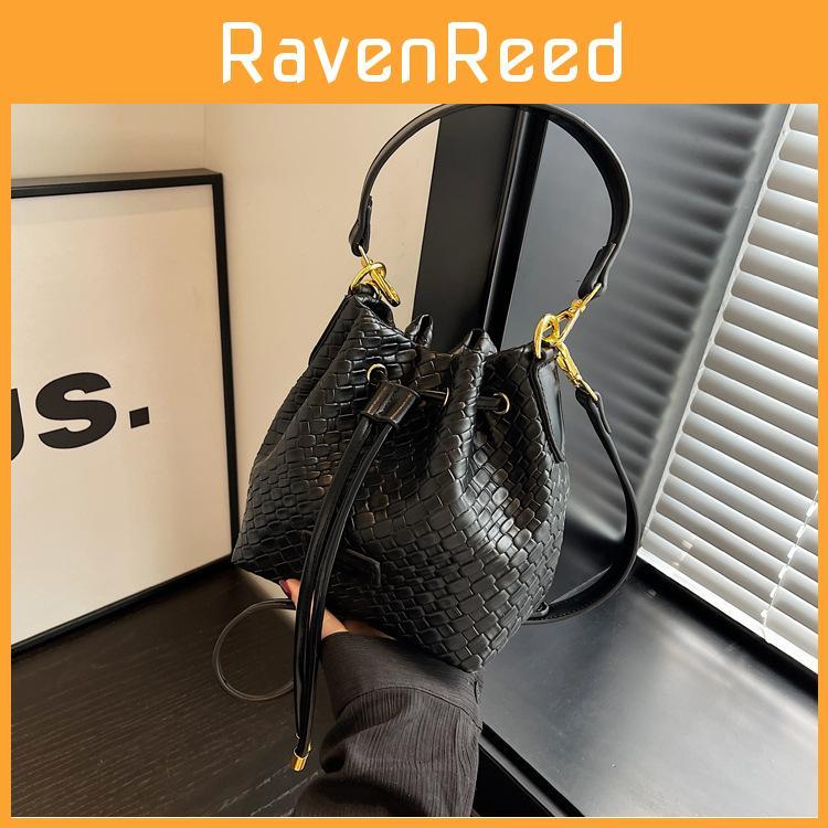 Trendy Pu Drawstring Bucket Bag 2023 Autumn Winter New Single Shoulder Crossbody French Niche Design Handbag Black