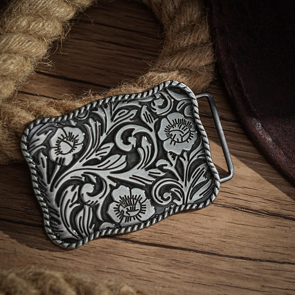 

1PC Retro Printed Punk Style Western Denim Belt Buckle Western Style Belt Buckle Retro Denim Clothing Belt Buckle for Men and Women серебряный