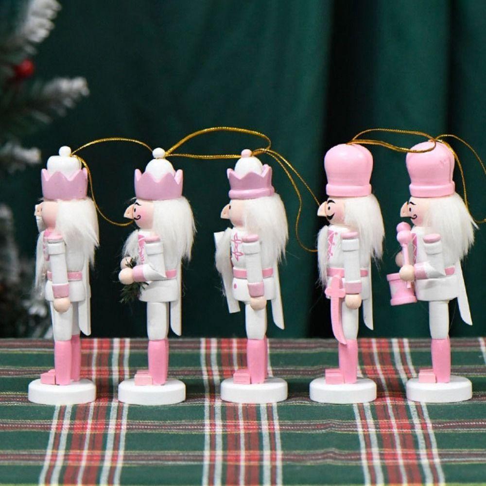 5PCS Vintage Soldier Doll Handicraft Handcraft Figurine Christmas Nutcracker  Desktop Decoration
