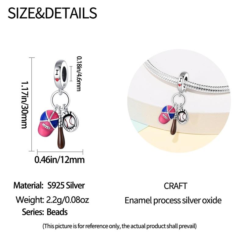 Copper Ahletic Sports Charms Bead Golf Rugby Surfing Tennis Dance Pendants Fit Bracelets Diy Jewelry Making Gift