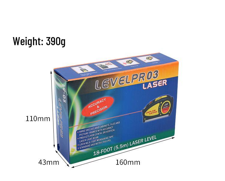 Kompakte Multifunktions-Laserwasserwaage mit Maßband