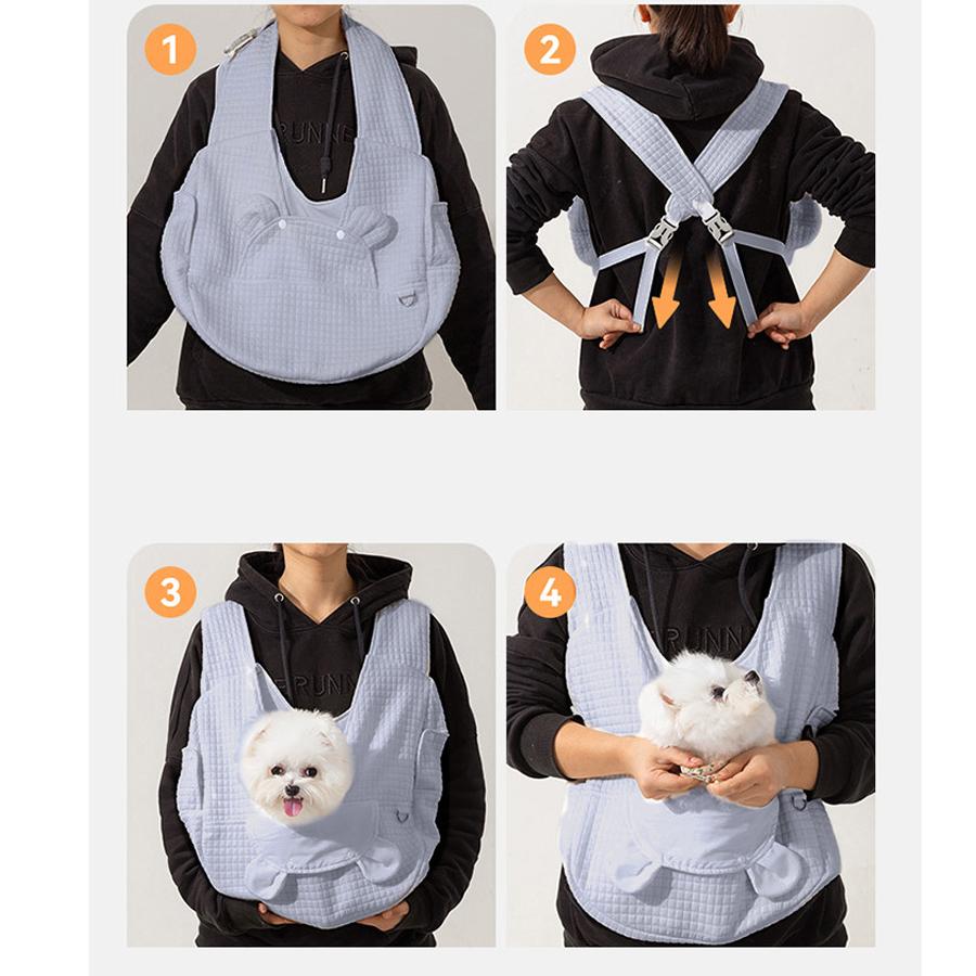 Minimalist Cross-Style Pet Carrier Portable Dog Backpack Small Double-Shoulder Outdoor Front Pack with Ad