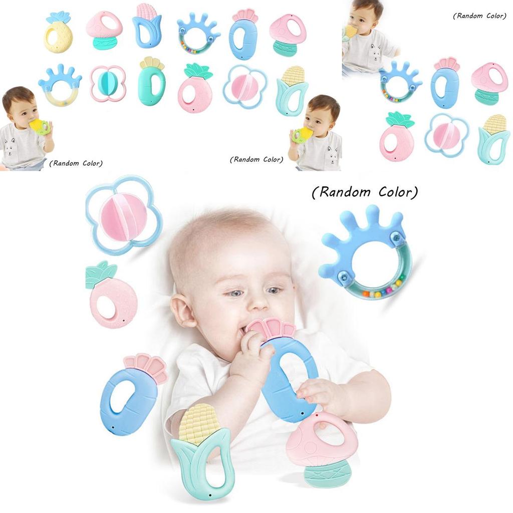 Soft Silicone Teether Handbell For Newborns Bpa-free, Boilable Soothing Toy