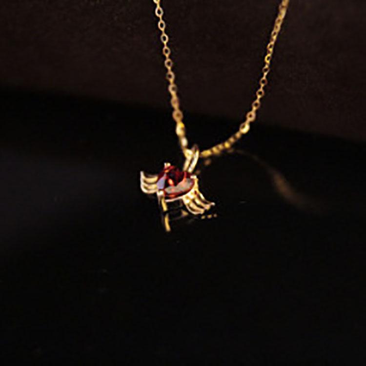 S925 Sterling Silver Heart-Shaped Necklace for Women - Clavicle Chain with Japanese Light Luxury Little Angel Pendant.