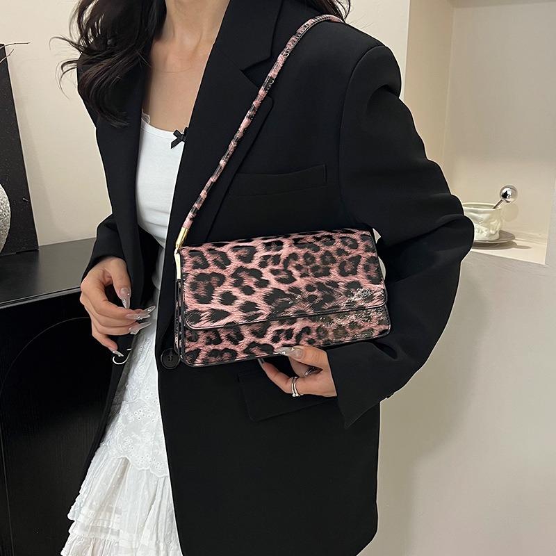 Trendy Leopard Print Handbag New Women's Bag Retro Fashion Shoulder Bag Underarm Handbag Women