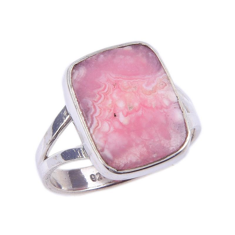 Přírodní drahokam rodochrozit, masivní stříbrný prsten 925, velikost S.6.5 y2u07