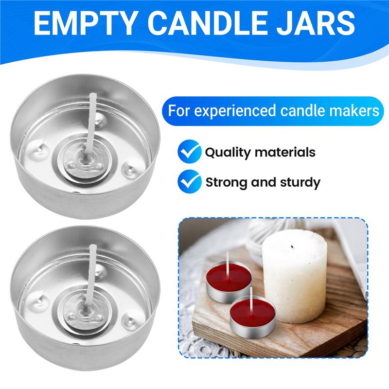 2025 Trend 150Pcs Aluminum Tea Lights Cups, With 150 Pcs Candle Wicks Empty Candle For Candle Lovers
