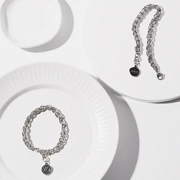 3 Bold Flat Ring Slim Layered Chain Bracelet (C2503AC1286_SV)